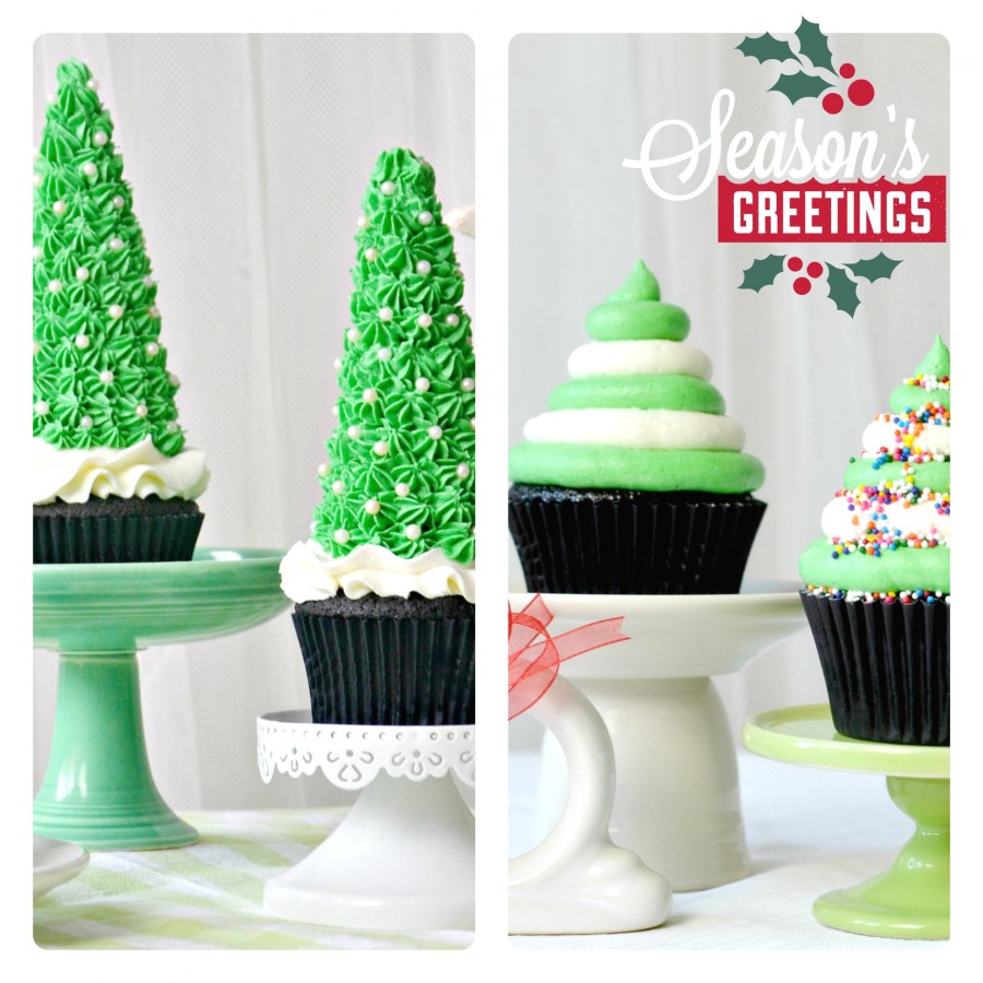 choc cupcakes xmas tree collage greeting