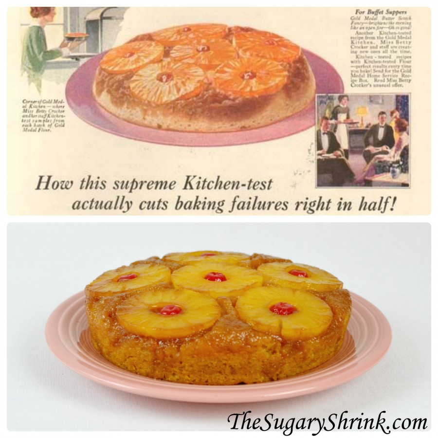 pineapple upside down cake pink vintage ad insta