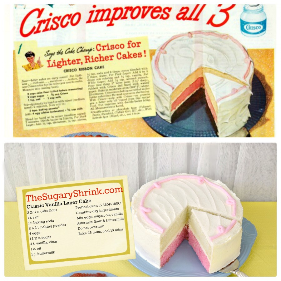 vintage ad pink white cake crisco